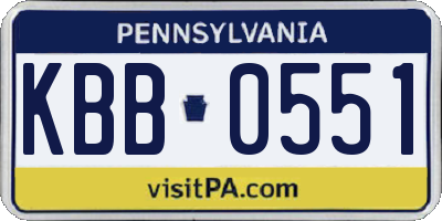 PA license plate KBB0551