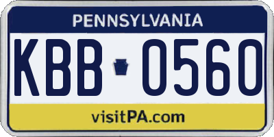 PA license plate KBB0560