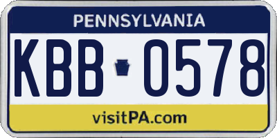 PA license plate KBB0578