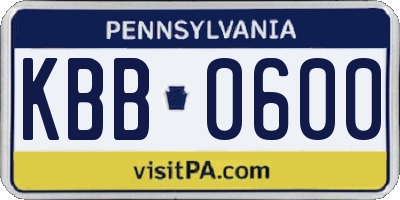 PA license plate KBB0600