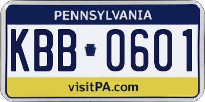 PA license plate KBB0601