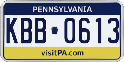 PA license plate KBB0613