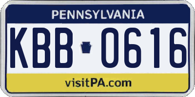PA license plate KBB0616