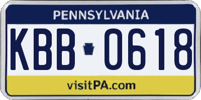 PA license plate KBB0618