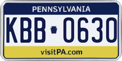 PA license plate KBB0630