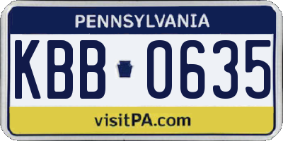 PA license plate KBB0635