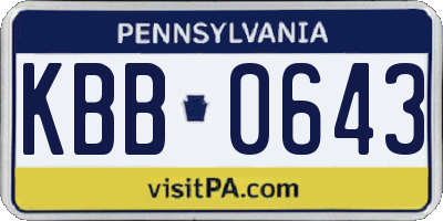 PA license plate KBB0643