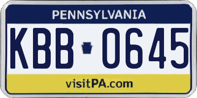 PA license plate KBB0645