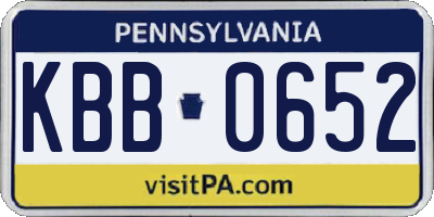 PA license plate KBB0652