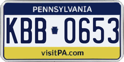 PA license plate KBB0653