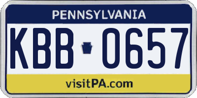 PA license plate KBB0657
