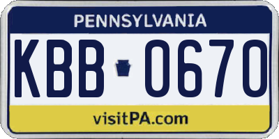PA license plate KBB0670