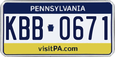 PA license plate KBB0671