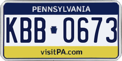 PA license plate KBB0673