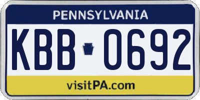 PA license plate KBB0692