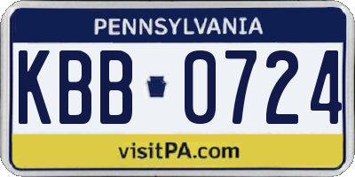 PA license plate KBB0724