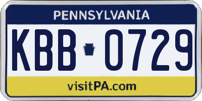PA license plate KBB0729