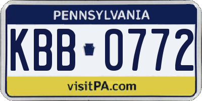 PA license plate KBB0772
