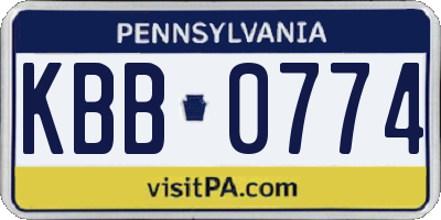 PA license plate KBB0774