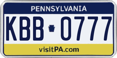 PA license plate KBB0777