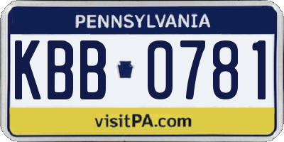 PA license plate KBB0781