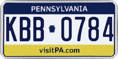 PA license plate KBB0784