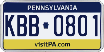 PA license plate KBB0801