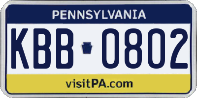 PA license plate KBB0802