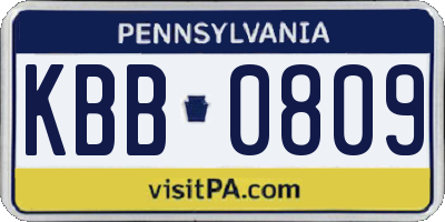 PA license plate KBB0809