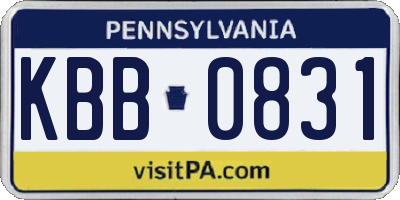 PA license plate KBB0831