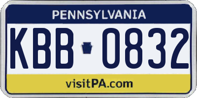 PA license plate KBB0832