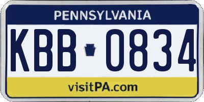 PA license plate KBB0834