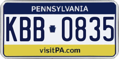 PA license plate KBB0835