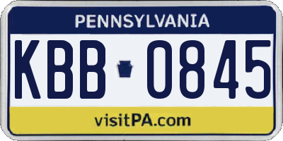 PA license plate KBB0845