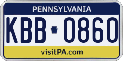 PA license plate KBB0860