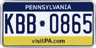 PA license plate KBB0865
