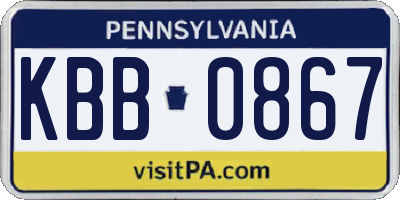 PA license plate KBB0867