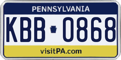 PA license plate KBB0868