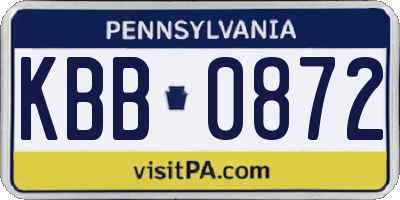 PA license plate KBB0872