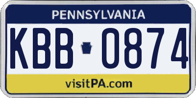 PA license plate KBB0874