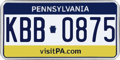 PA license plate KBB0875