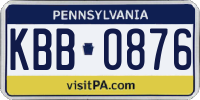 PA license plate KBB0876