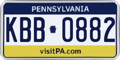 PA license plate KBB0882