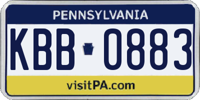 PA license plate KBB0883