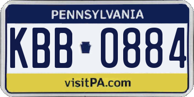 PA license plate KBB0884