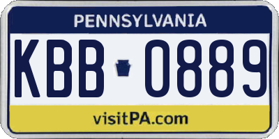 PA license plate KBB0889