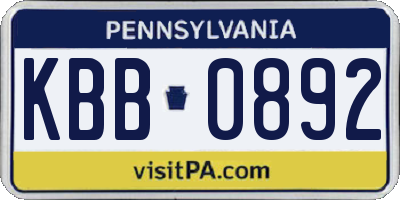 PA license plate KBB0892