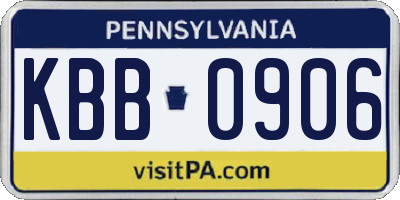 PA license plate KBB0906