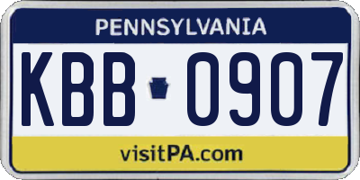 PA license plate KBB0907