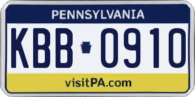 PA license plate KBB0910